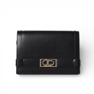 JUST CAVALLI Logo‎ Plaque Shoulder Bag in Black